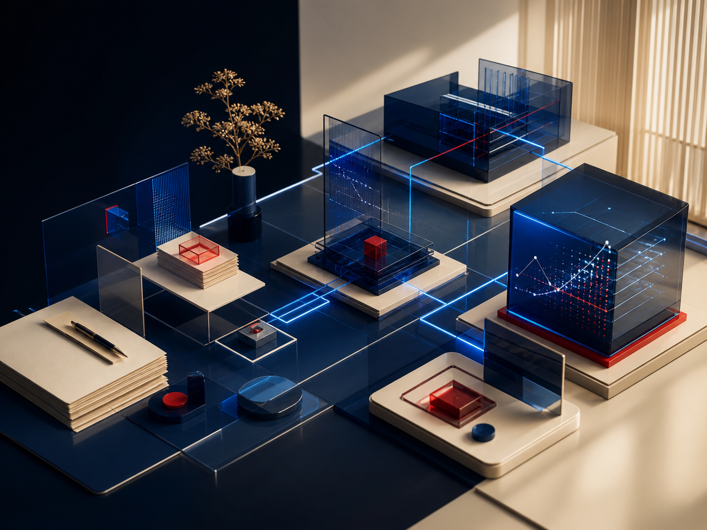 A layered enterprise AI system connecting data, models, applications, and operating work